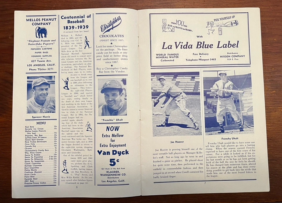 1939 PCL Hollywood Stars Official Program vs Los Angeles Angels - Gilmore Field - Image 3 of 4