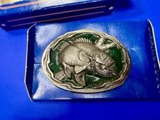 Large Mouth Bass Trout Fishing Fisherman Vintage 1994 GAP Belt Buckle