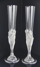 Set of 2 Erte Majestique Crystal Champagne Flutes Glasses