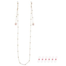 Stylish Eyeglass Chain for Woman Butterfly Gold Bead Mask Lanyard, Pink