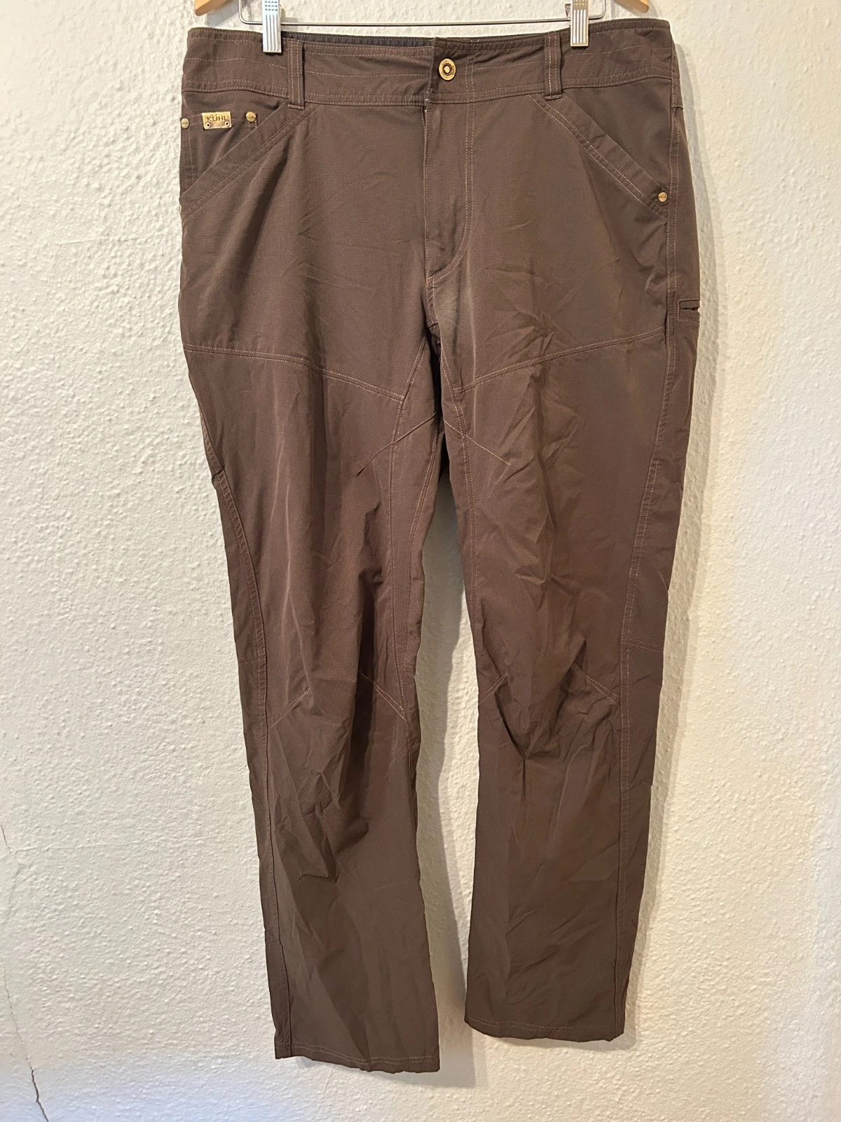Kuhl Silencr Mens Size 36x34 Brown Outdoor Hiking Pants Softshell Ripstop