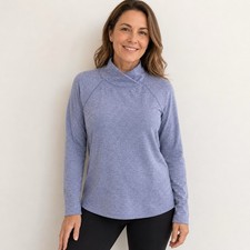 Apana Pullover Top Womens S Purple Heather Mock Neck Athleisure Yoga Hiking