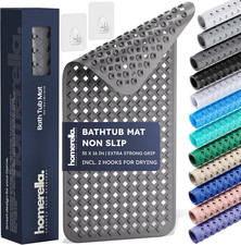   Bathtub Mat Non Slip 35X16, Incl. Hooks for Drying, Extra Long, 100 BPA Free,