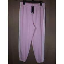Adidas Essentials 3-Stripes Fleece Joggers Clear Pink White Womens Medium NWT