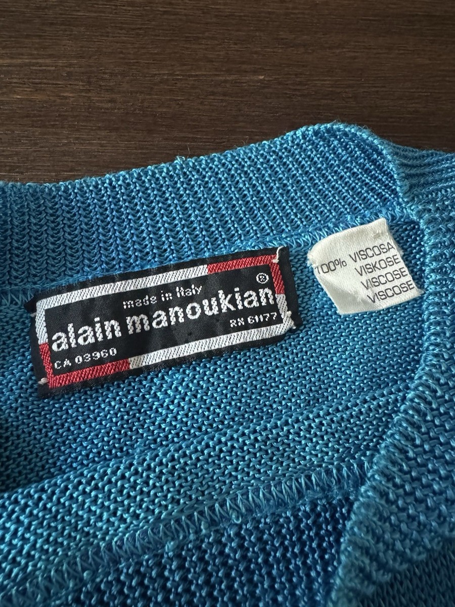 その他 m Alain Manoukian Italy Teal Viscose Sweater Womens Medium Blue Knit