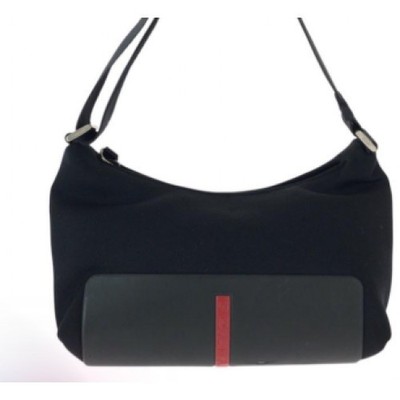 Prada Sport Neoprene Hand Bag Black Red Mini Boston Y2K Italy Unisex Rare