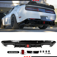 For 2015-23 Dodge Challenger Widebody  Gloss Black Rear Bumper Lip W Led Light