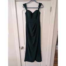 BHLDN Forest Green Rossi Crepe Maxi Dress Bridesmaid Formal Gown Womens Size 4