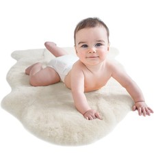 Woolino Sheepskin Luxuriously Soft Fluffy Rug for 2' x 3' Oval , Ivory