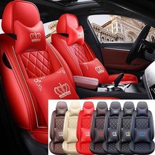Luxury Leather Car 5 Seat Covers Front Rear Full Set Cushion Protector Universal