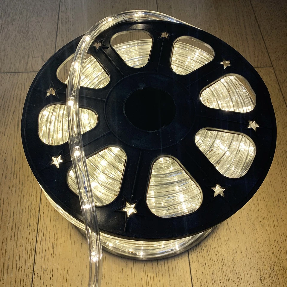 Bobina 50 metri TUBO LED luminoso luce bianca Calda 220v IP65 LUCE FISSA 2pin - Immagine 2 di 4