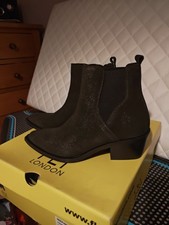 Fly London Women's INEP496FLY Green Glitter Suede Ankle Boots Size UK3 EU 36 NEW