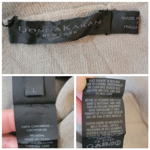 Maglia DONNA KARAN NY grigia collo alto 100% cashmere taglia L alta-bassa abbastanza lusso - Foto 9 di 10