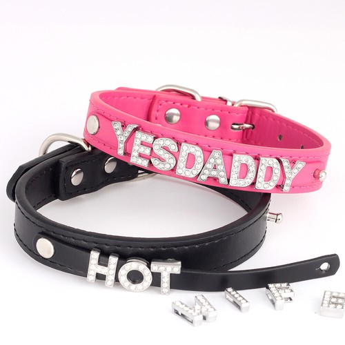 Rave Party LUST BDSM Collar Punk Goth Choker Necklace Custom Name Chain Jewelry - Picture 7 of 28