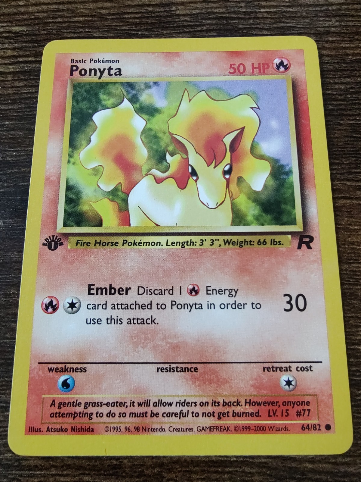 Ponyta 64/82 1st Edition Team Rocket Non Holo Pokemon Card