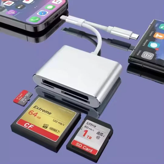 USB-C + Lightning Type C Alu Karten Leser Card Reader Micro SD SDHC CF MMC Flash - Bild 2 von 4