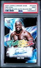 2025 Topps Chrome WWE Future Stars Autographs Oba Femi Black Refractor /10 PSA 9