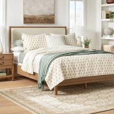 Full/Queen Lofty Cotton Slub Woodblock Print Floral Quilt- Threshold/White-Mauve