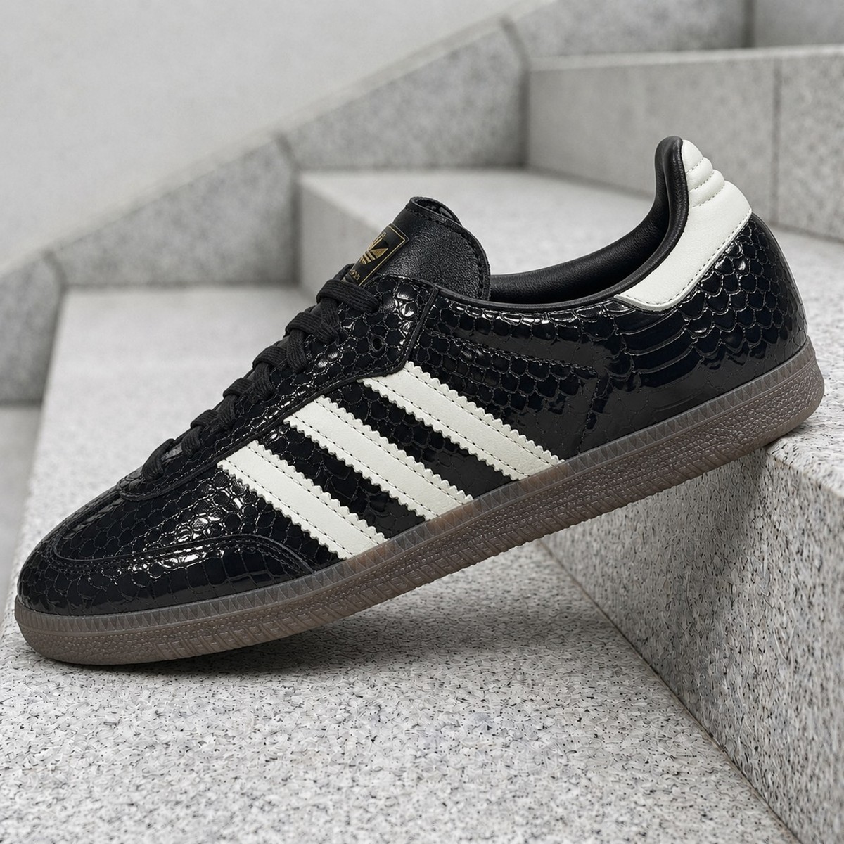 adidas Samba Patent Snakeskin Black Off White IH9015 Women New | eBay
