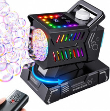 Bubble Machine with Remote Control, Auto Rotation  11 RGB Lights 