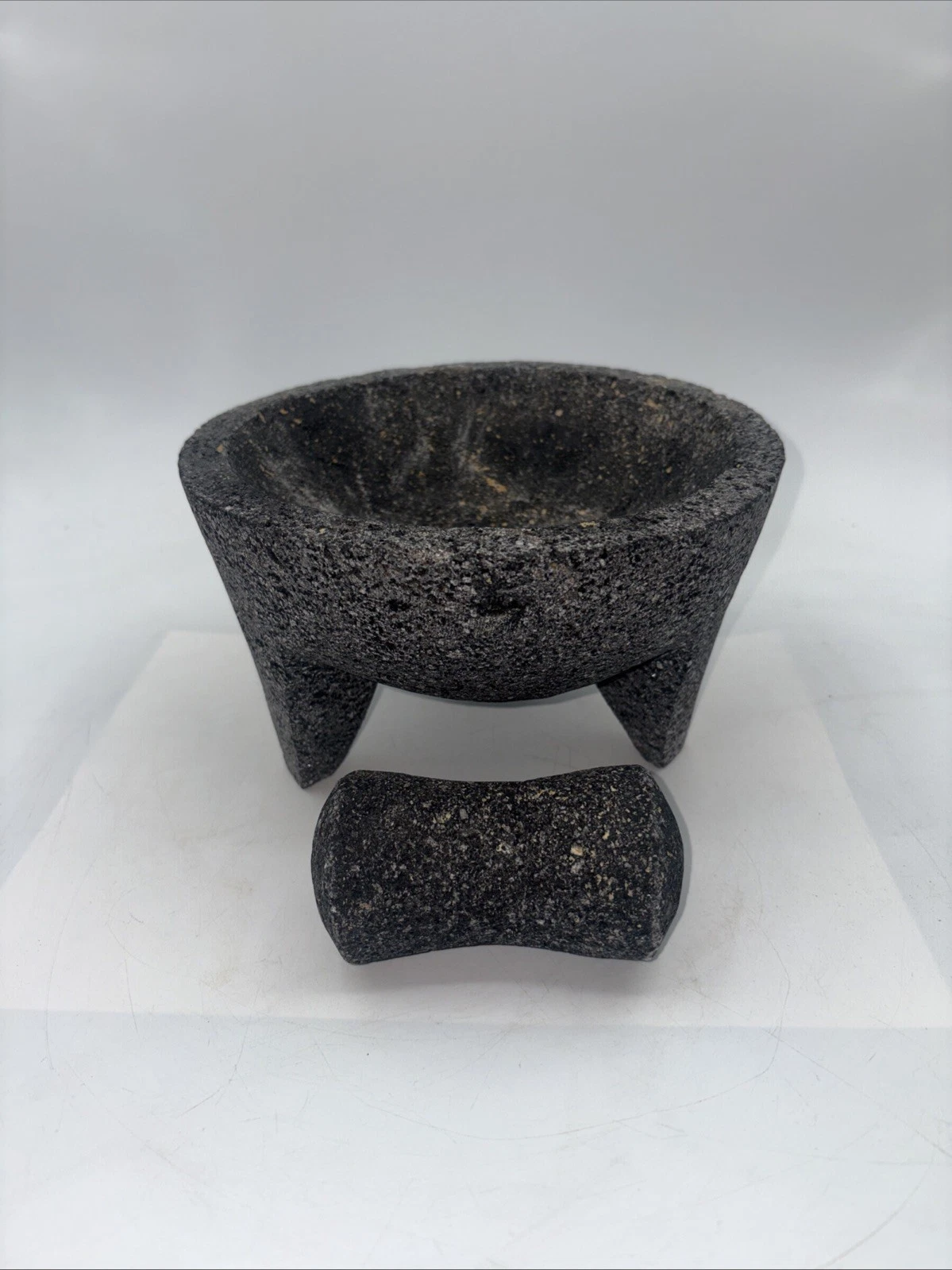 Primitive Mexican Molcajete Volcanic Lava Stone Mortar and Pestle