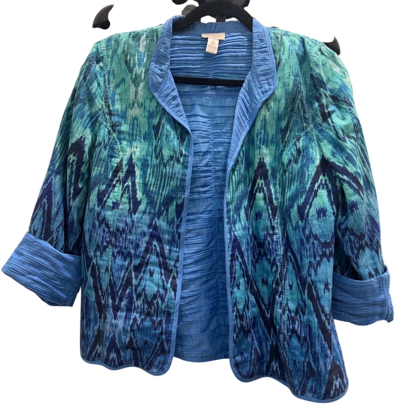 Chico's Elegant Blue Ombré Patterned Light Jacket… - image 1