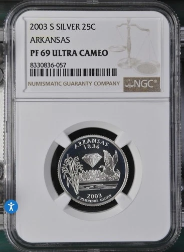 2003-S Silver Arkansas State Quarter - NGC PF69 ULTRA CAMEO