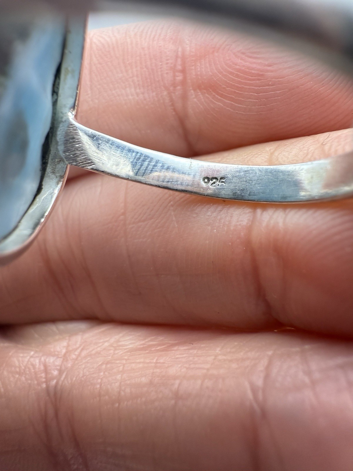 Sterling Silver Triangular Larimar Ring Size 9 - image 6