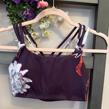 Athleta Fully Focused Bra- Size Small-Floral Eggplant