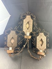 Applique da parete 3 luci vintage revival spagnolo/mediterraneo in ferro battuto