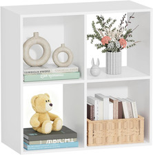 4 Cube Storage Organizer, Book Shelf Storage Shelves Bookcase with Open Back, Di