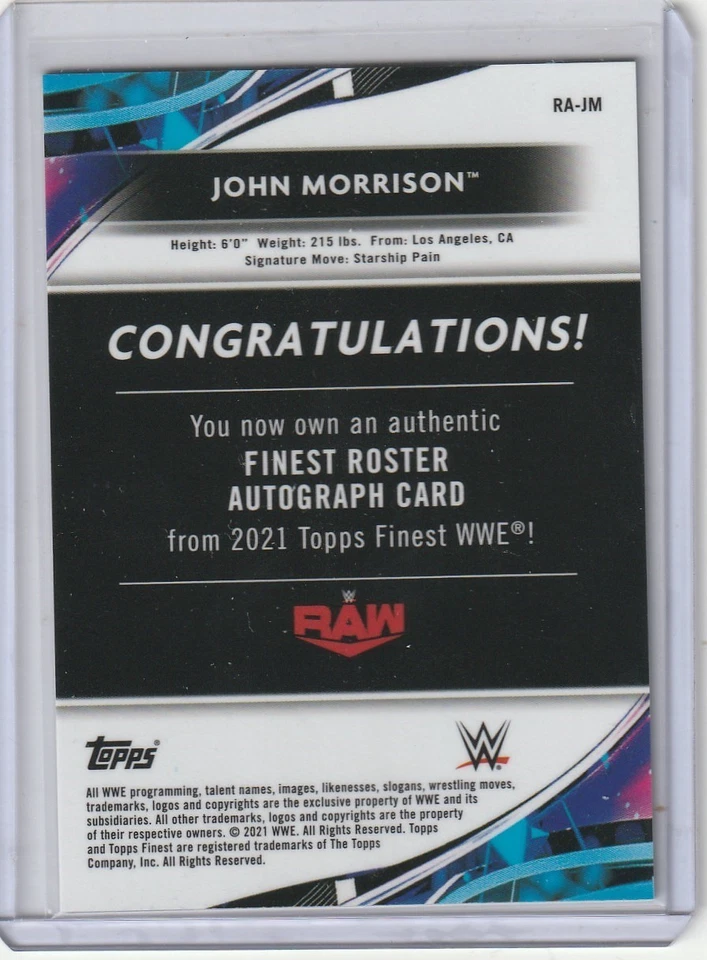 2021 Topps Finest WWE John Morrison Black Ref. - 07/10 - Image 2 of 2