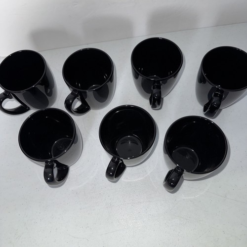 Set of 7 Black CORELLE Stoneware Coffee Tea Mugs Cups EUC - Picture 2 of 5