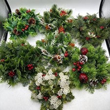 VINTAGE Lot 7 Christmas Faux Holly Candle Wreaths Holly Berry, Pinecones 8  