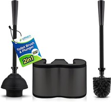 UMIEN Toilet Brush and Plunger Set 18-in - Updated 2025 No-Rust - Stainless Stee