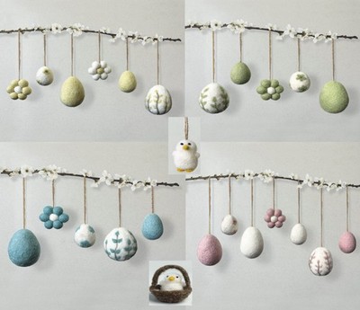 Ostern Frühling Filz Dekoration hängendes Ei Küken Gänseblümchen Ornament von East of India
