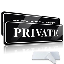 2 PCS Private Sign for Doors 8x2.8 Inch Black Self Adhesive Office Home