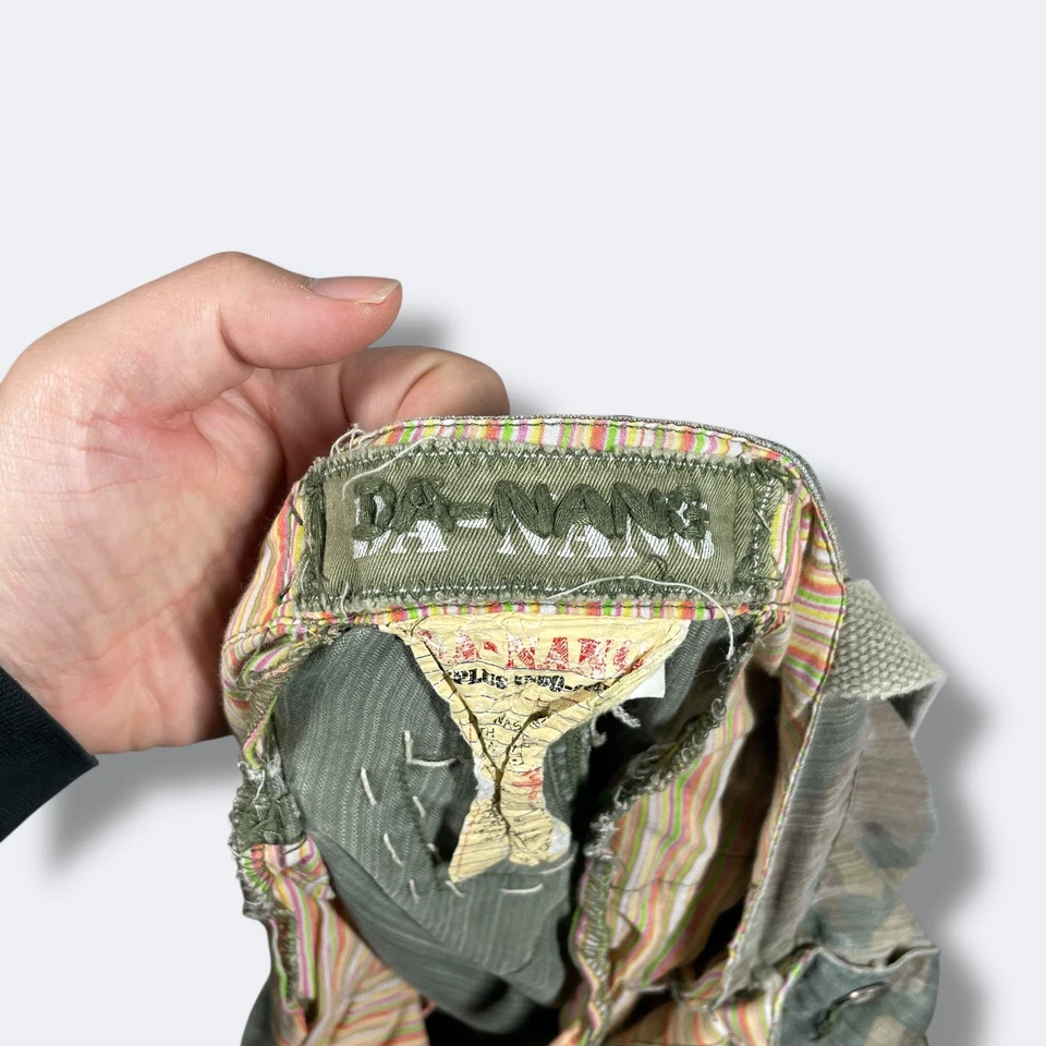 Da-Nang 迷彩丝绸棉工装服女式 M 刺绣鸟拼布波西米亚 — 第 2/4 张图片