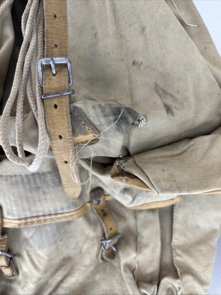 Винтажный 50-х Sac Lafuma просо Франции желтовато-коричневый холст рюкзак открытый туризм рюкзак - Изображение 4 из 4