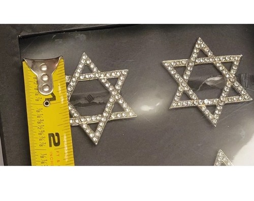 Festive Lights 4 Ct Napkin Rings Star Of David Rhinestones Hanukkah - Afbeelding 7 van 8