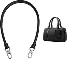 Black-Silver Vachetta Leather Shoulder Strap for Speedy 25 30 Handbags 27.5