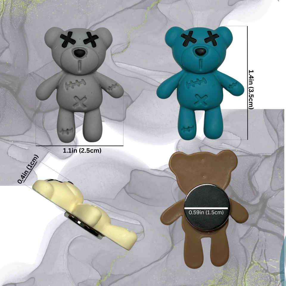 Espeluznante Lindo Oso Imanes Juego de 9 - Decoración de Armario Nevera de Peluche Kawaii Gótico Foto 4 de 4