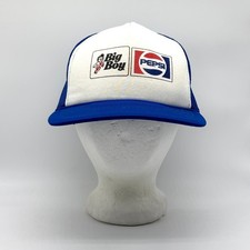 Vintage Big Boy Pepsi Snapback Trucker Hat Blue White EUC