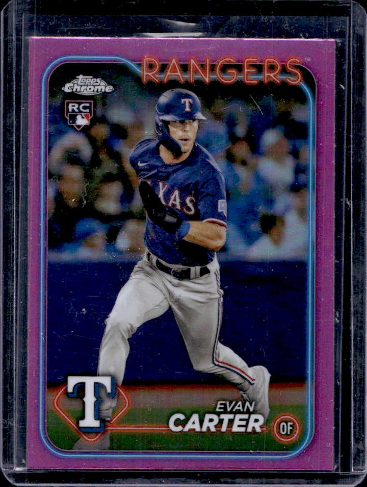 2024 Topps Chrome Evan Carter RC Pink Refractor Rookie #136 Rangers