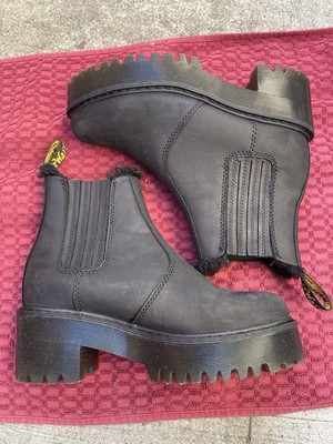 6.5 Dr. Martens Women's Rometty FL Quad Platform Chelsea Black Moldova Leather