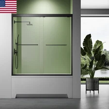 Matte Black Sliding Door for Bathroom 60''W x 62''H Suit for Shower Enclosure