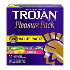 Trojan Pleasure Variety Pack Lubricated Latex Condoms