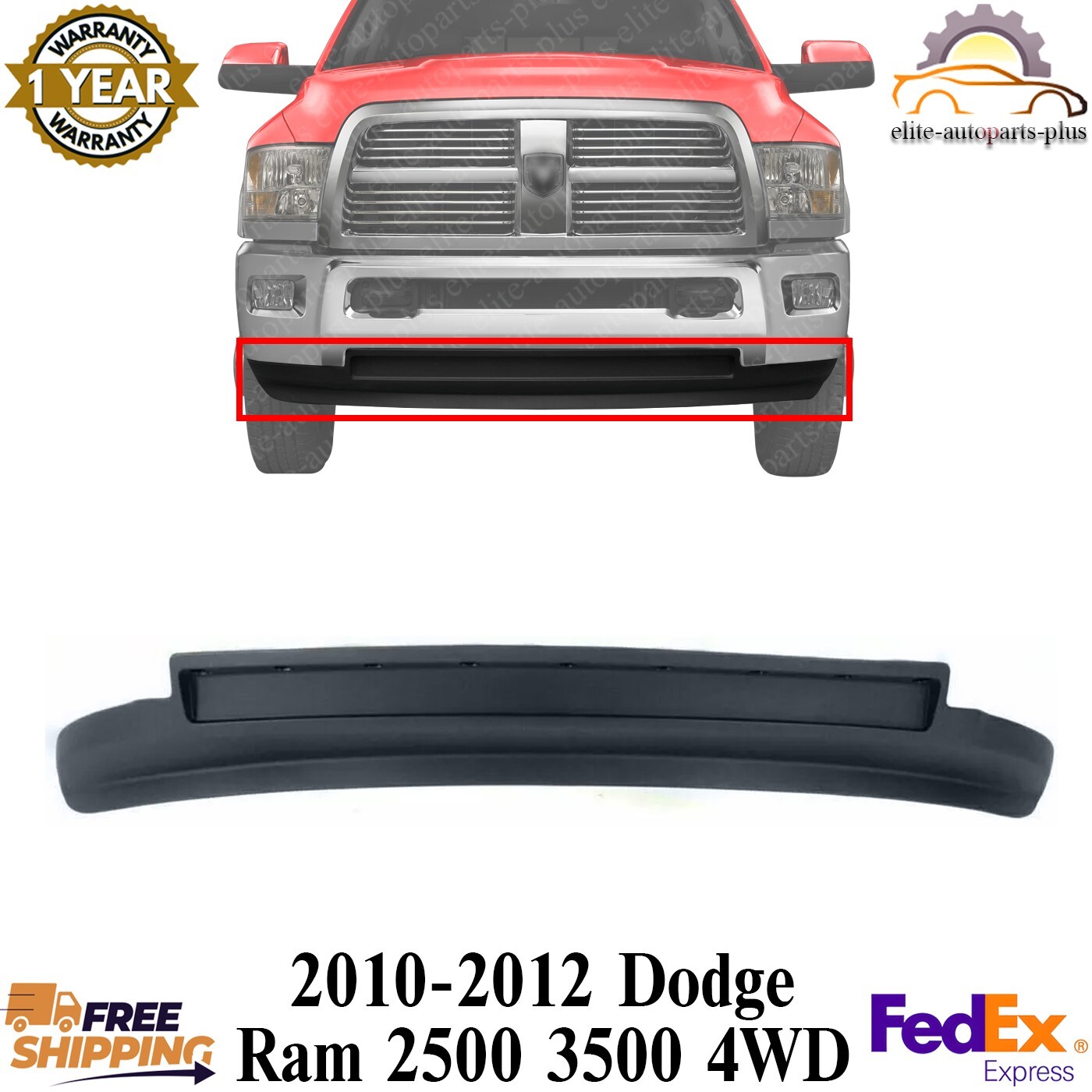 Front Lower Valance Air Deflector Textured For 2010-2012 Dodge Ram 2500 3500 4WD