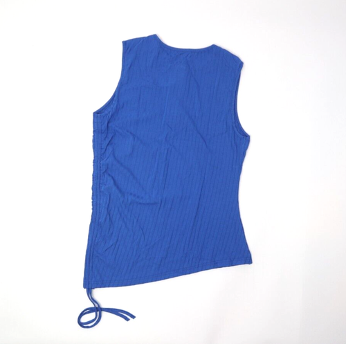 Para mujeres Camisetas sin mangas Cuello redondo Acanalado Tejido Chaleco Abotonado Informal L Azul - Imagen 3 de 15