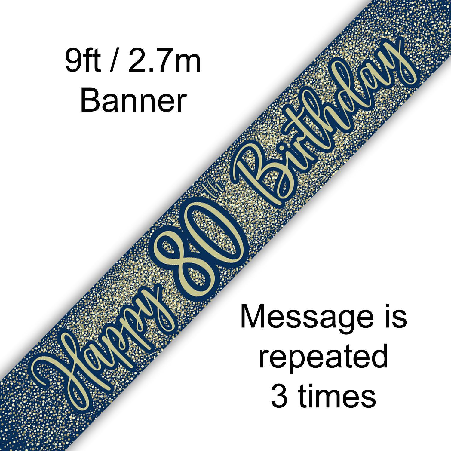 80th Birthday Party Banner Decoration Navy Blue Gold Party Decoration Age 80